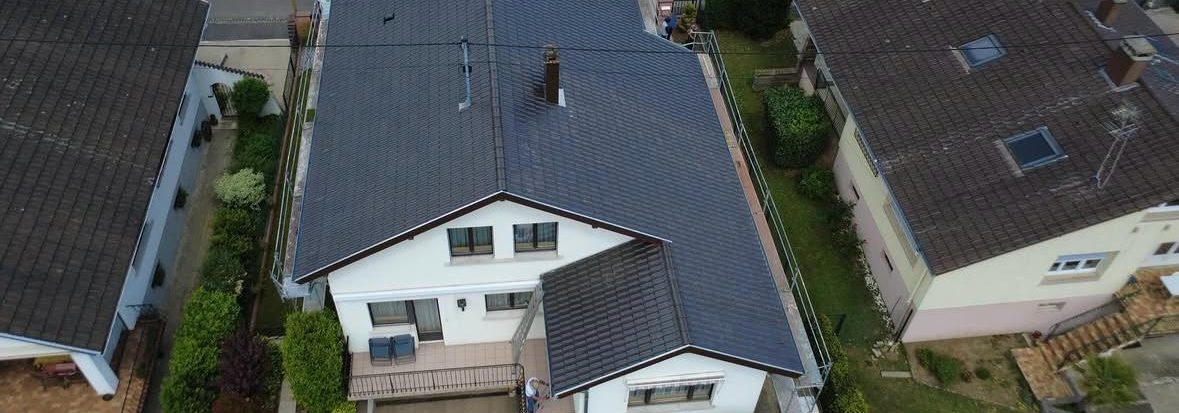 Toiture neuve vue au drone — chantier Alexis Couverture